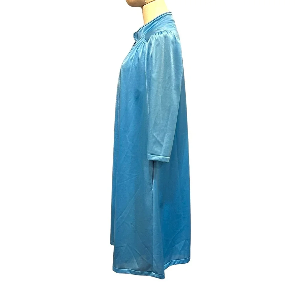 Rare‎ Vintage Women's Shadowline Robe Gown Robin Blue Set Mandarin Sz Small